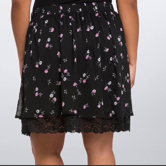torrid Dresses & Skirts - Torrid Black Floral Chiffon Lace Inset Skirt